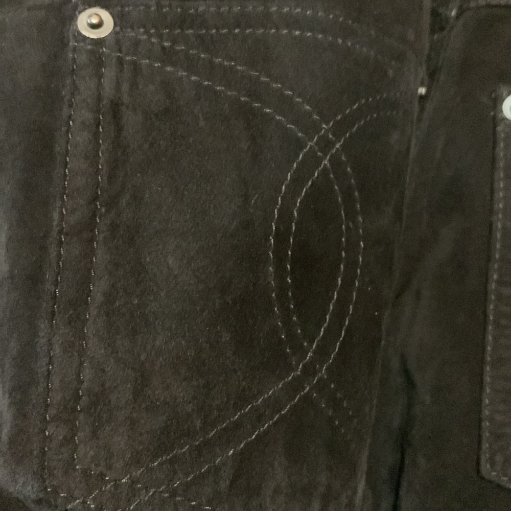 Vintage Black Suede 100 % Leather Pants Woman’s 5 Pocket Style Size 0/2 XS/Small - Picture 5 of 16